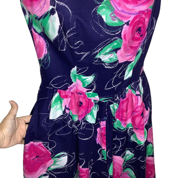 Vintage Lanz Originals Tea Dress S Cottagecore Floral Sleeveless Midi A Line 80s - Picture 7 of 10